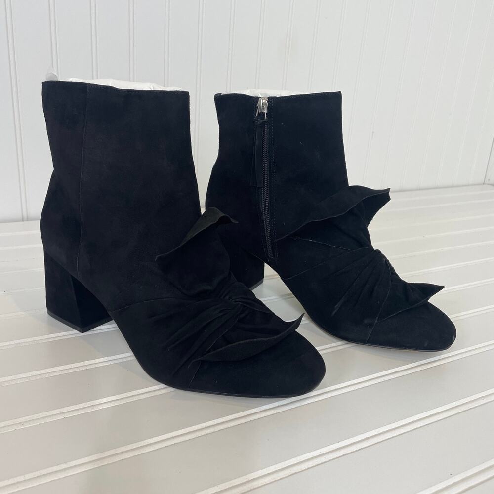 NWT Rebecca Minkoff Black Suede Lara Bootie Pull on Bow Womens Size 10M